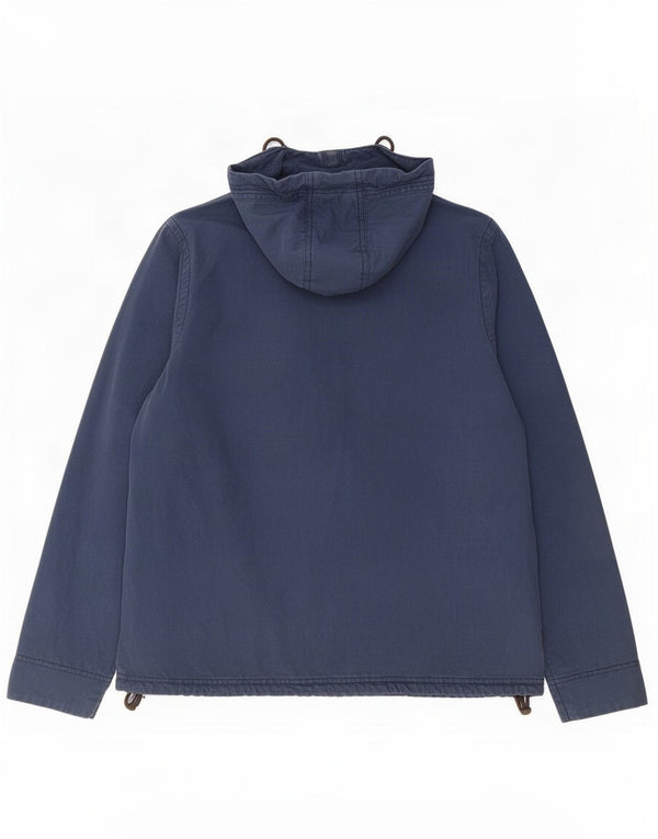 Weird Fish Womens Hooded Bomber Jacket UK 14 Medium Navy Blue Cotton