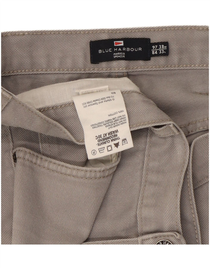 Marks & Spencer Mens Blue Harbour Straight Jeans W38 L33 Grey Cotton