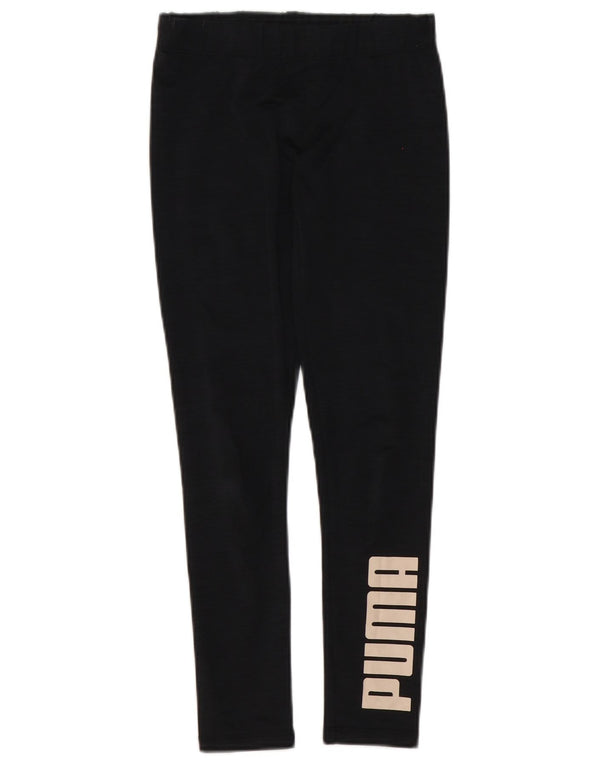 Puma Womens Graphic Leggings UK 8 Small Black Polyester