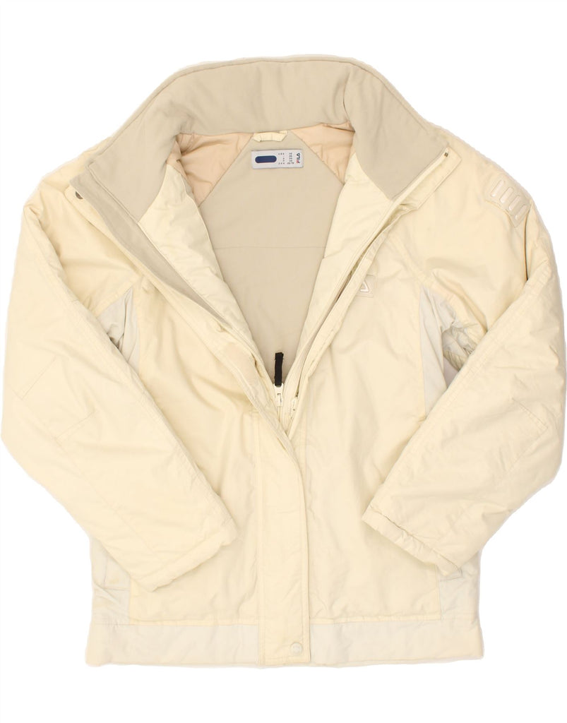 FILA Womens Windbreaker Jacket UK 6 XS Beige Polyamide | Vintage Fila | Thrift | Second-Hand Fila | Used Clothing | Messina Hembry 