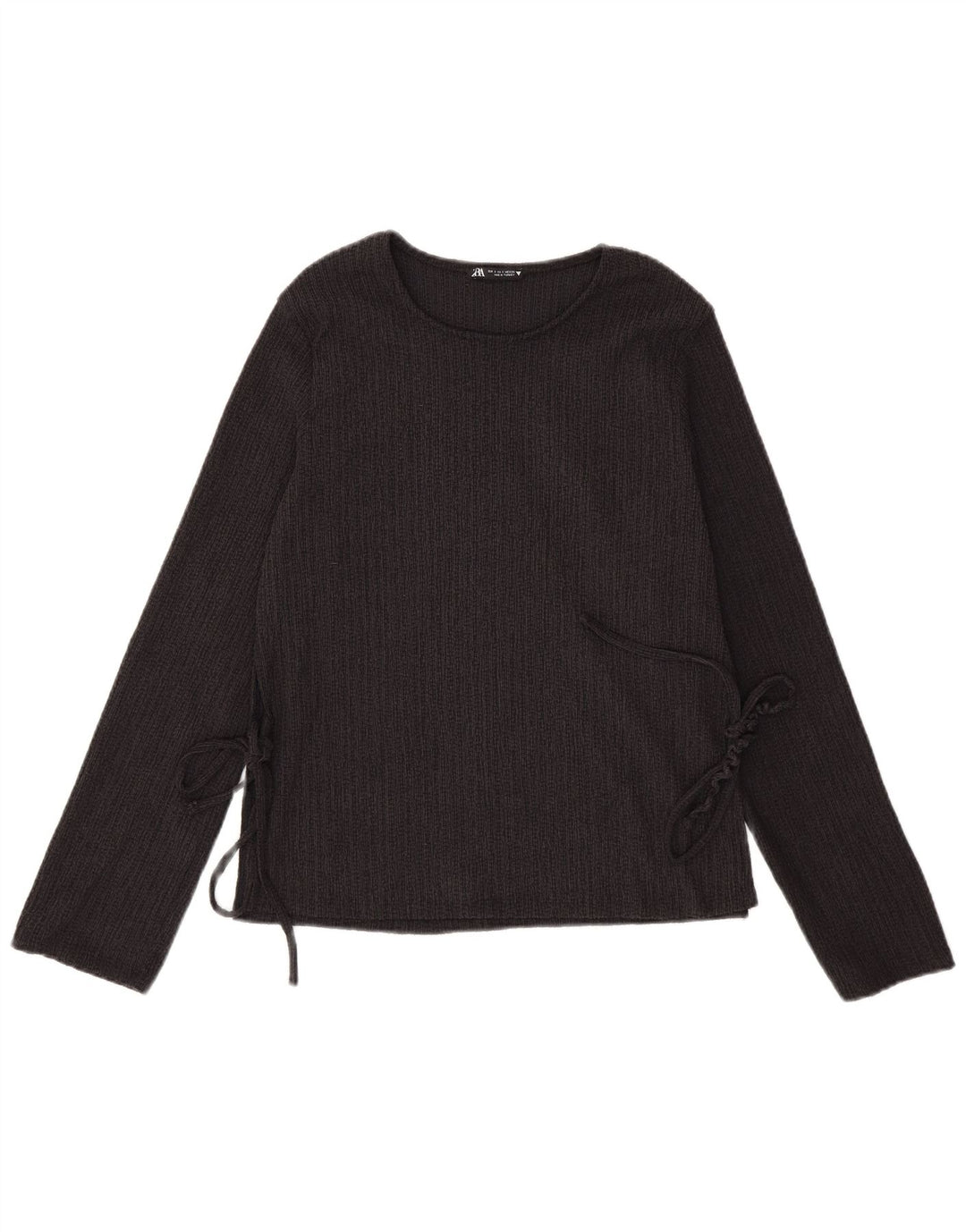 Zara Womens Top Long Sleeve UK 10 Small Black Polyester