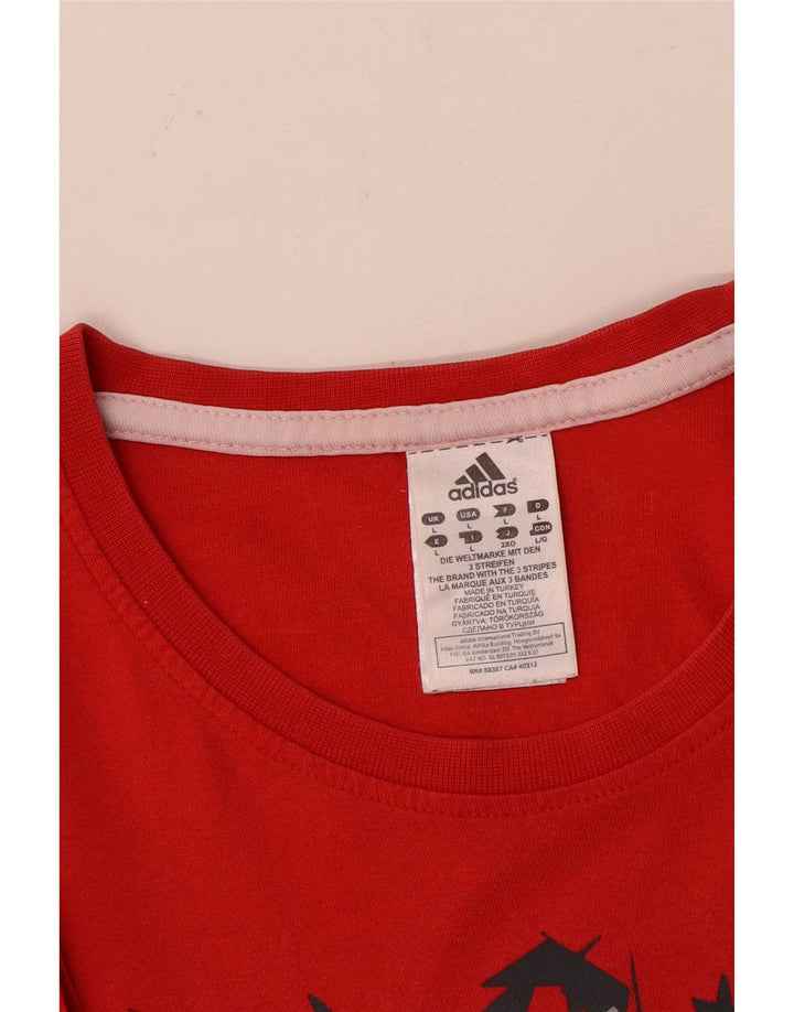 Adidas Mens Graphic T-Shirt Top Large Red Cotton
