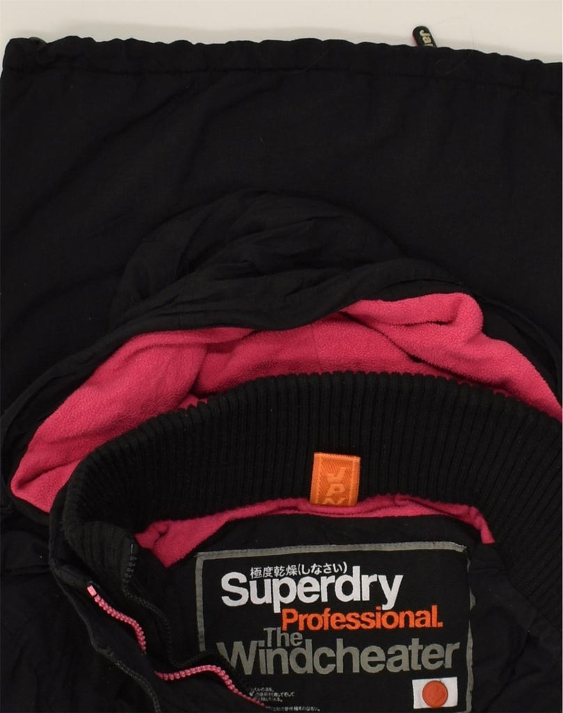 SUPERDRY Womens Windcheater Hooded Windbreaker Jacket UK 14 Medium Black | Vintage Superdry | Thrift | Second-Hand Superdry | Used Clothing | Messina Hembry 