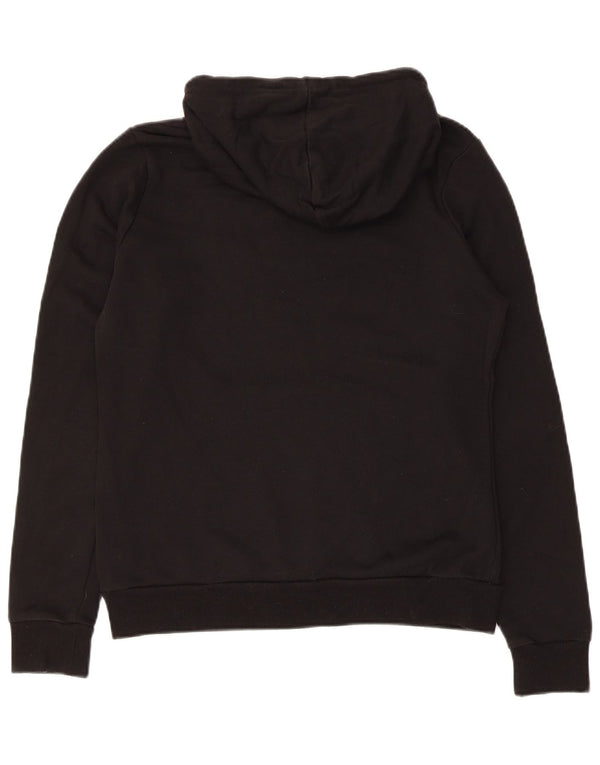 Puma Womens Graphic Hoodie Jumper UK 12 Medium Black Polyester