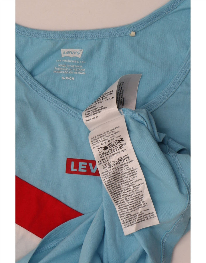 Levi's Womens Crop Vest Top UK 10 Small Blue Colourblock Cotton