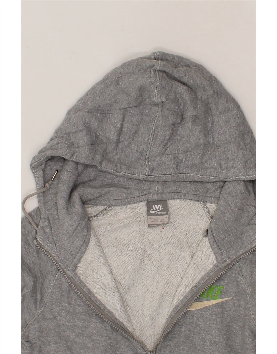 NIKE Womens Zip Hoodie Sweater UK 10 Small Grey Cotton Vintage Nike and Second-Hand Nike from Messina Hembry 