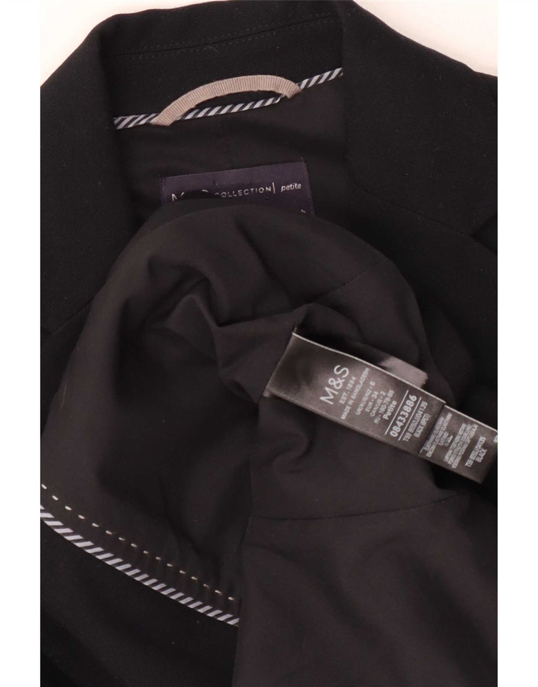 Marks & Spencer Womens 2 Button Blazer Jacket UK 6 XS Black Polyester