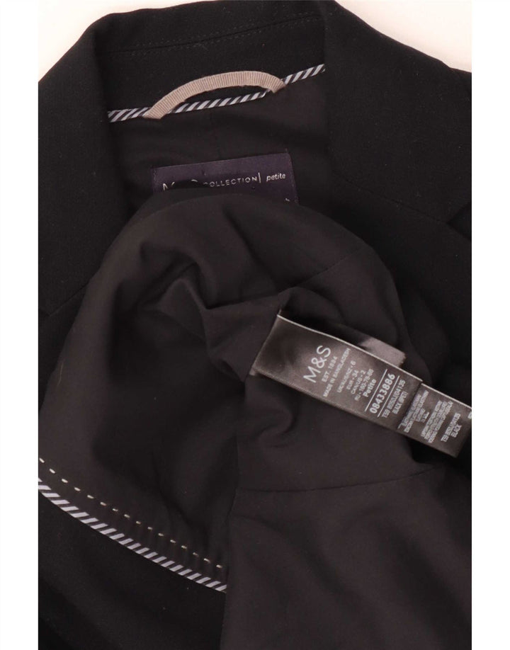 Marks & Spencer Womens 2 Button Blazer Jacket UK 6 XS Black Polyester