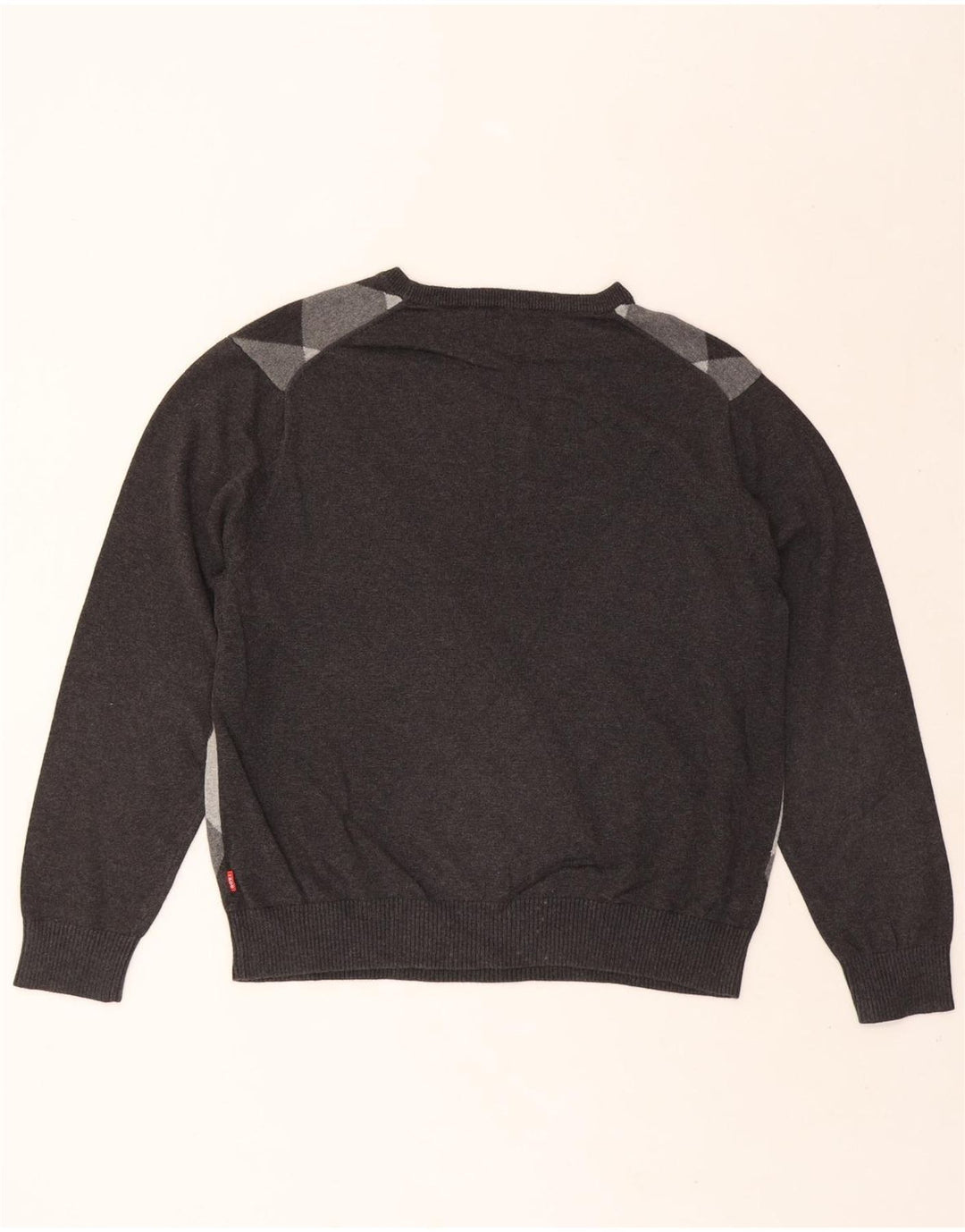 IZOD Womens Crew Neck Jumper Sweater UK 14 Medium Grey Argyle/Diamond Vintage Izod and Second-Hand Izod from Messina Hembry 
