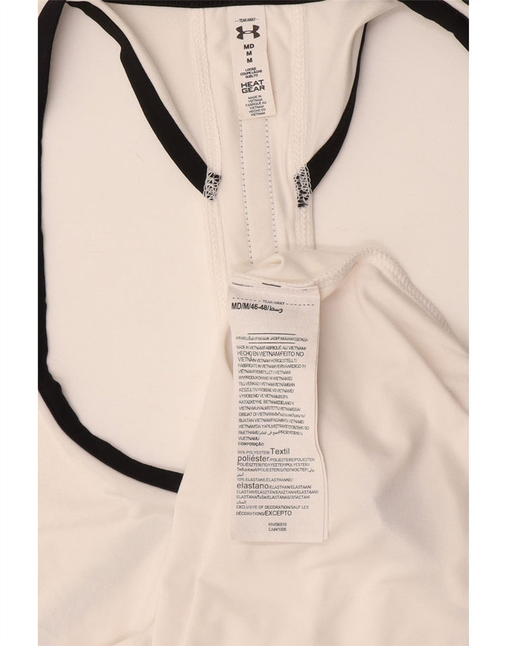 Under Armour Womens Heat Gear Graphic Vest Top UK 12 Medium White Polyester
