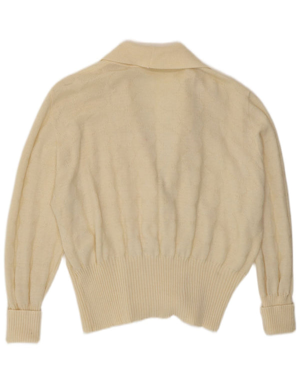 Vintage Womens Double Breasted Cardigan Sweater UK 14 Large Off White