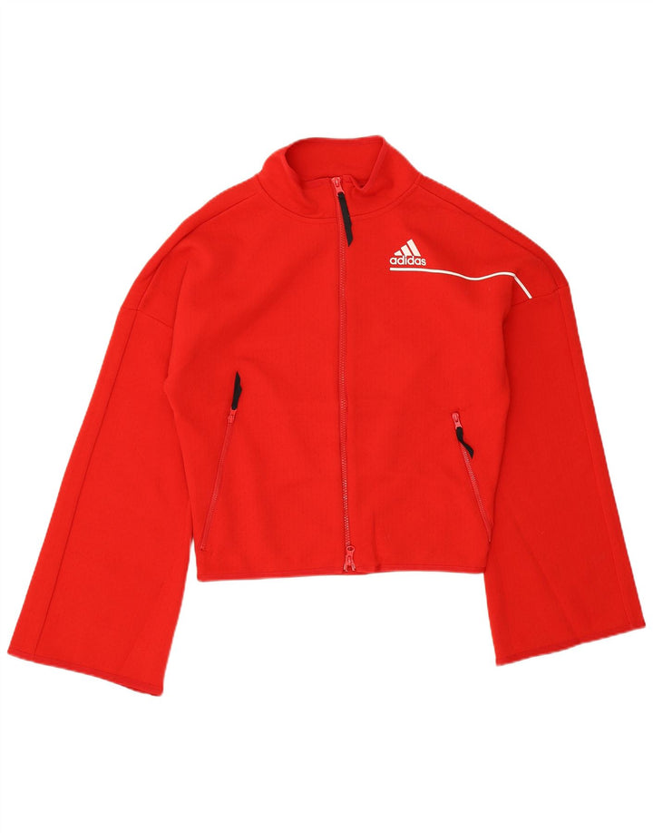 ADIDAS Womens Oversized Tracksuit Top Jacket UK 8/10 Small Red Cotton