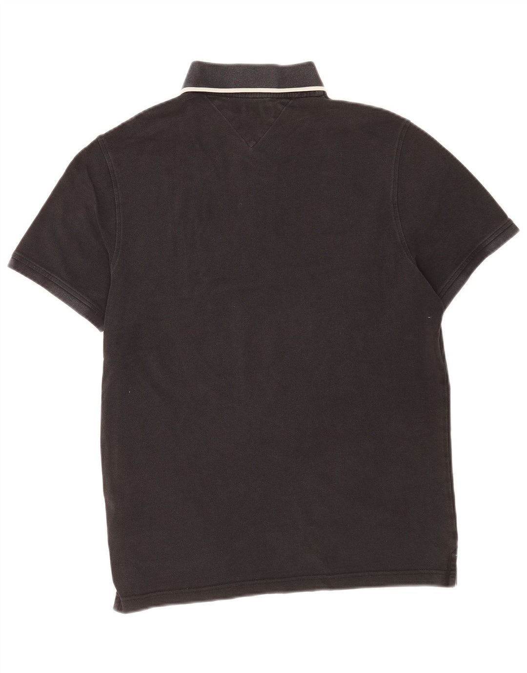 Tommy Hilfiger Mens Polo Shirt Medium Black Striped Cotton