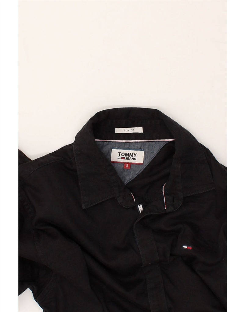 TOMMY HILFIGER Mens Slim Fit Shirt Small Black Cotton | Vintage Tommy Hilfiger | Thrift | Second-Hand Tommy Hilfiger | Used Clothing | Messina Hembry 