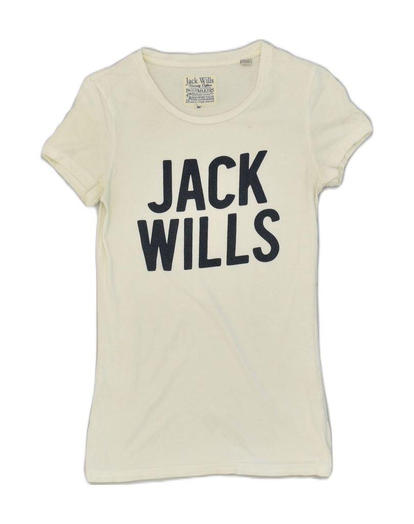 JACK & JONES Womens Graphic T-Shirt Top UK 8 Small  White Cotton | Vintage Jack & Jones | Thrift | Second-Hand Jack & Jones | Used Clothing | Messina Hembry 