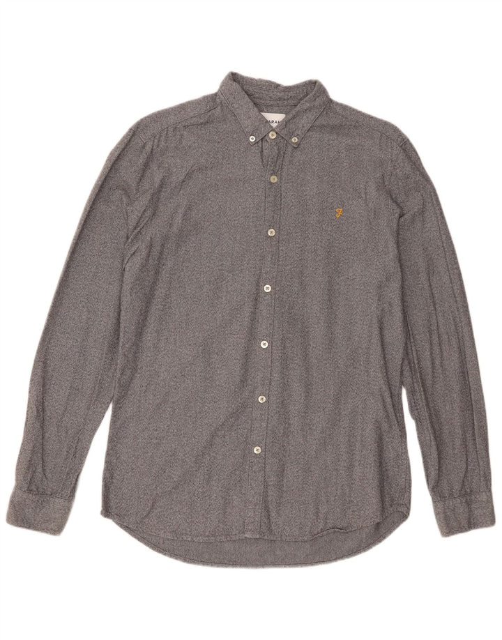 Farah Mens Slim Fit Shirt Large Grey Cotton