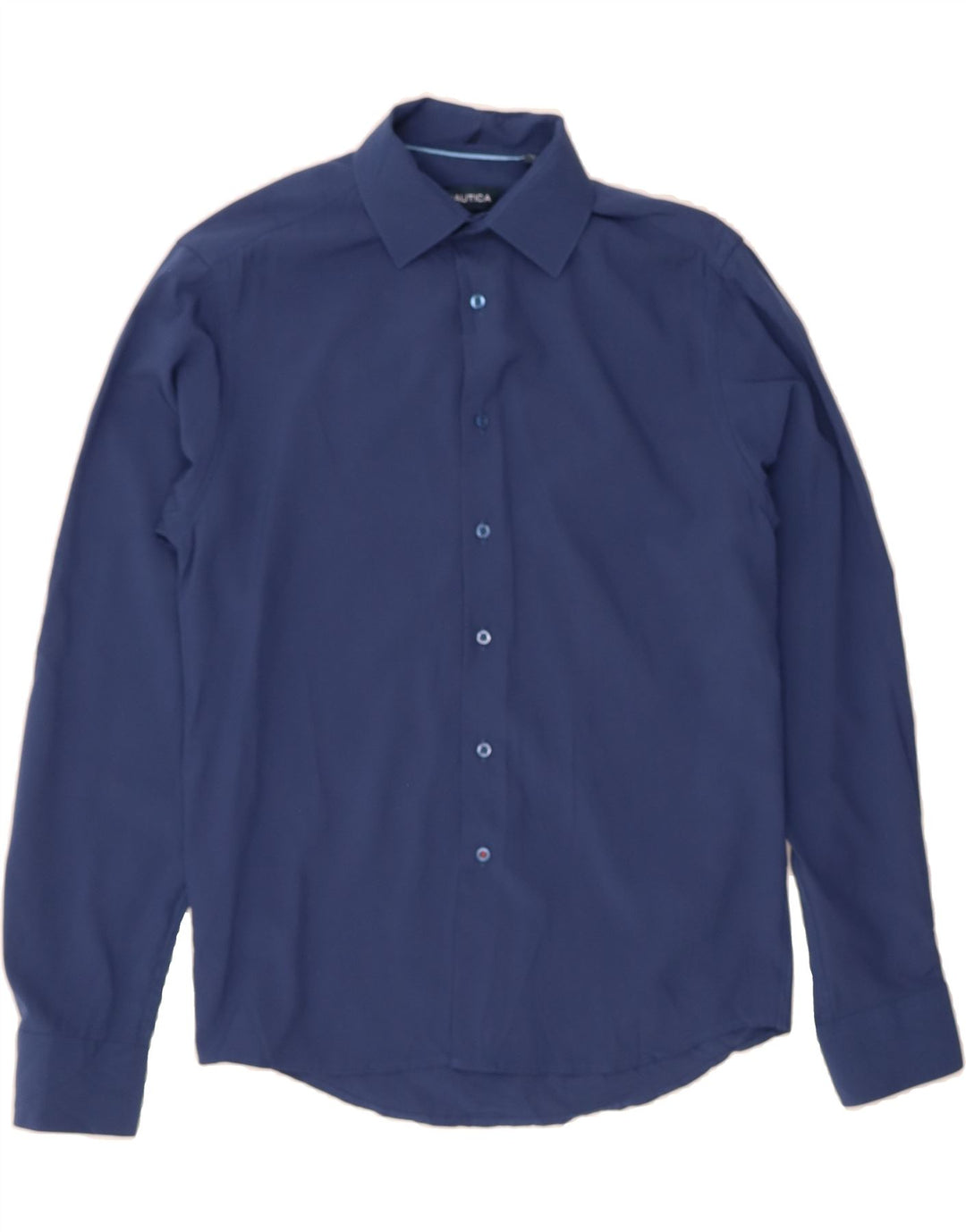 NAUTICA Mens Slim Fit Shirt Size 14 1/2 Small Navy Blue Polyester Vintage Nautica and Second-Hand Nautica from Messina Hembry 