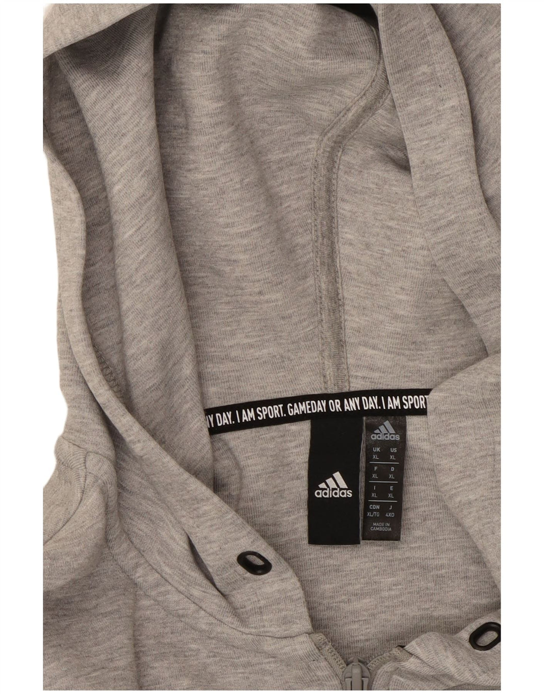 ADIDAS Mens Zip Hoodie Sweater XL Grey Cotton