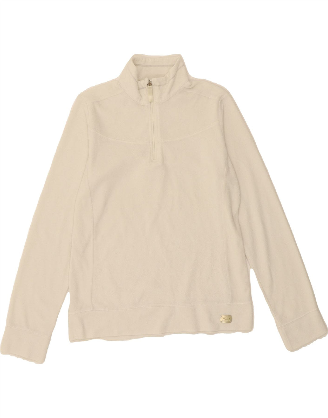 CHAMPION Womens Zip Neck Fleece Jumper UK 12 Medium White Vintage Champion and Second-Hand Champion from Messina Hembry 