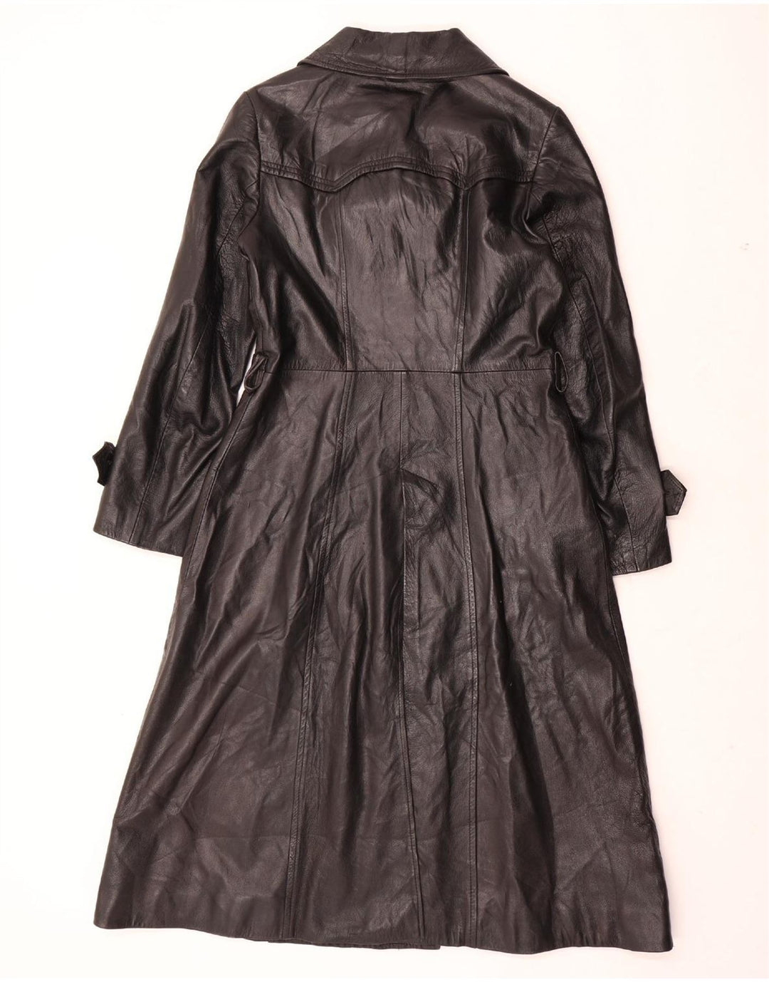 VINTAGE Womens Leather Coat UK 12 Medium Black Leather