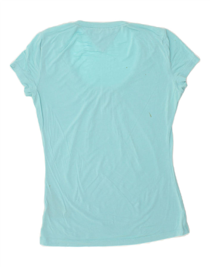 TOMMY HILFIGER Womens T-Shirt Top UK 10 Small Turquoise Modal | Vintage Tommy Hilfiger | Thrift | Second-Hand Tommy Hilfiger | Used Clothing | Messina Hembry 