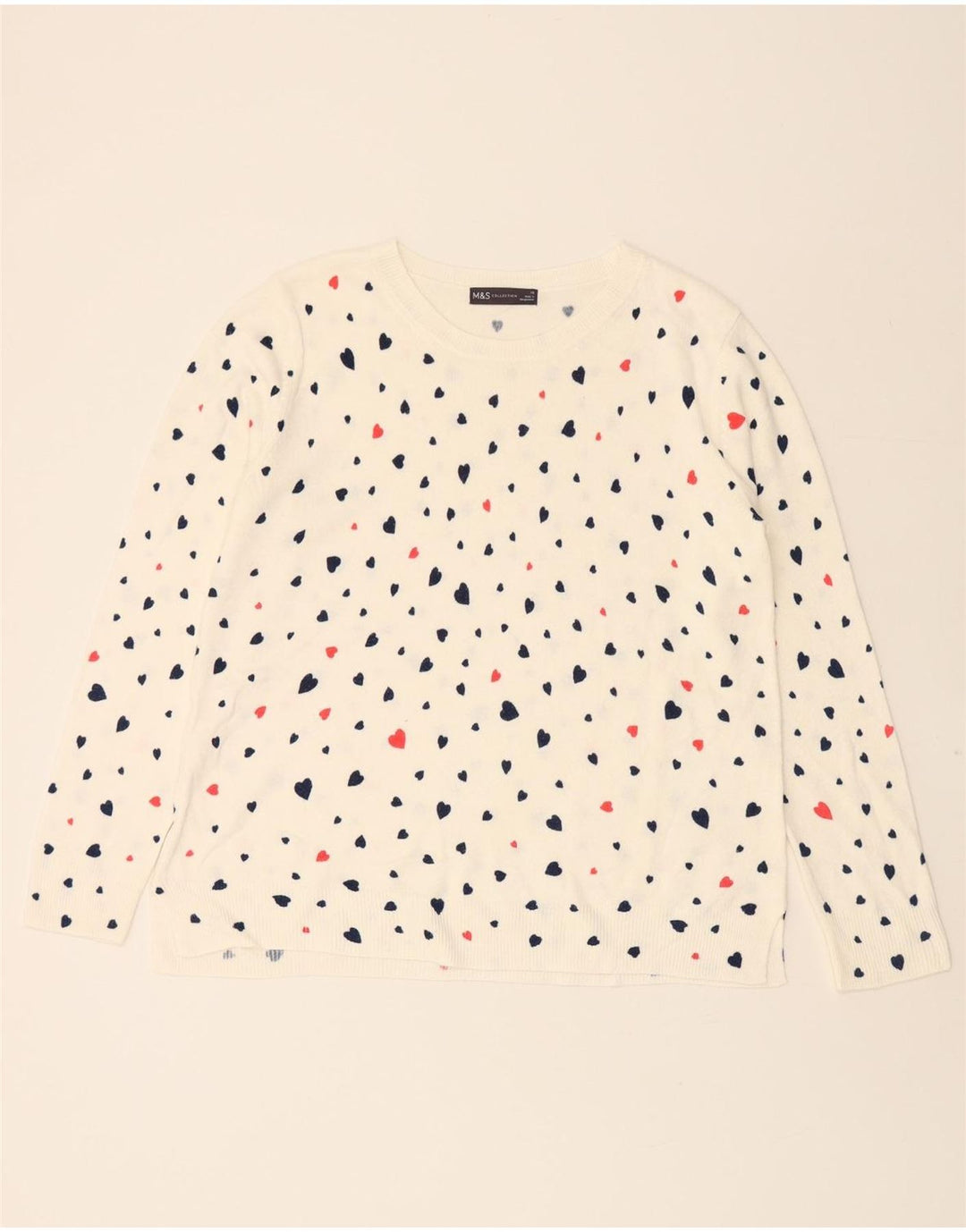 MARKS & SPENCER Womens Boat Neck Jumper Sweater UK 16 Large Off White Vintage Marks & Spencer and Second-Hand Marks & Spencer from Messina Hembry 