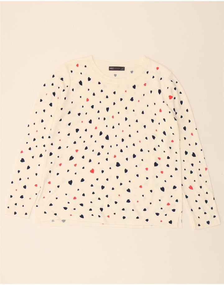 MARKS & SPENCER Womens Boat Neck Jumper Sweater UK 16 Large Off White Vintage Marks & Spencer and Second-Hand Marks & Spencer from Messina Hembry 