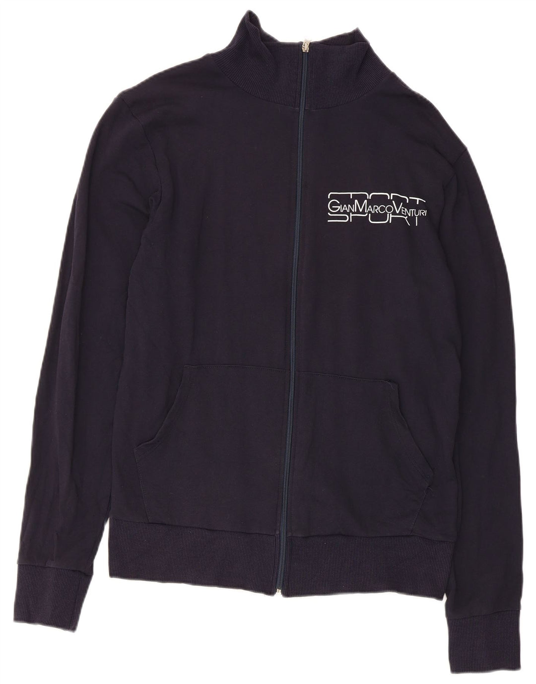 Gianmarco Venturi Mens Graphic Tracksuit Top Jacket XL Navy Blue Cotton