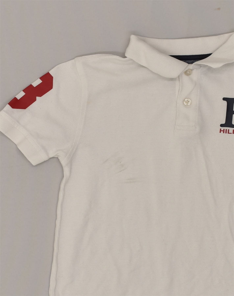 TOMMY HILFIGER Boys Rugby Polo Shirt 8-9 Years Small  White Cotton | Vintage Tommy Hilfiger | Thrift | Second-Hand Tommy Hilfiger | Used Clothing | Messina Hembry 