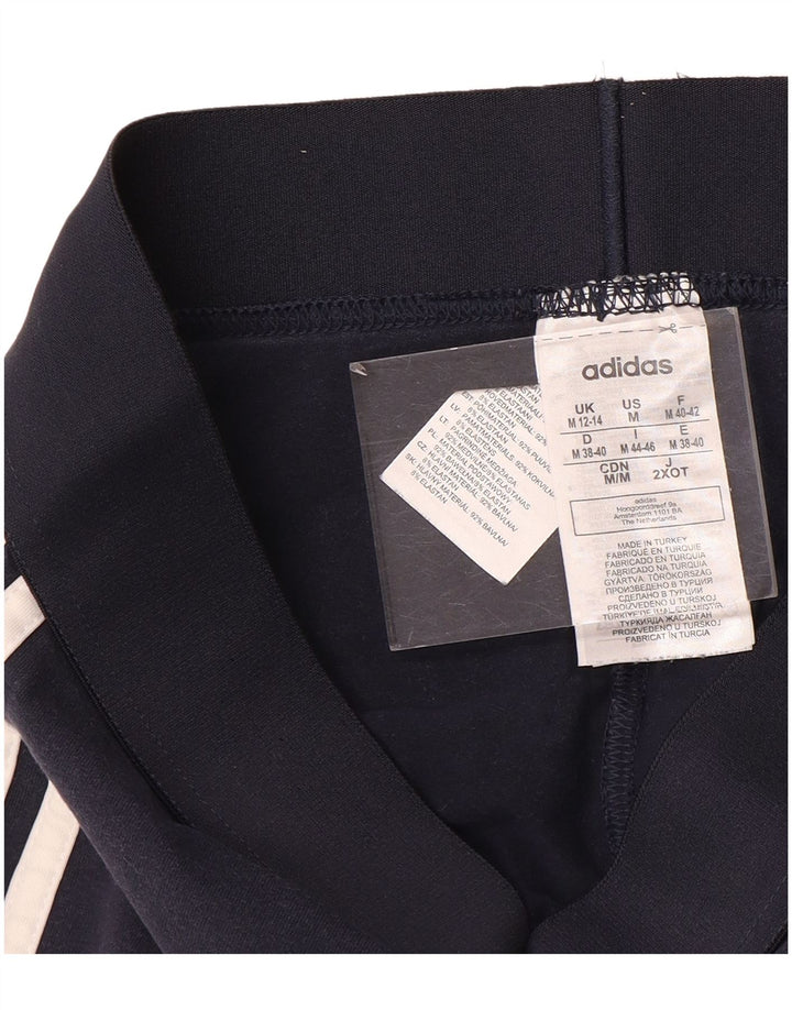Adidas Womens Leggings UK 12/14 Medium  Navy Blue Cotton
