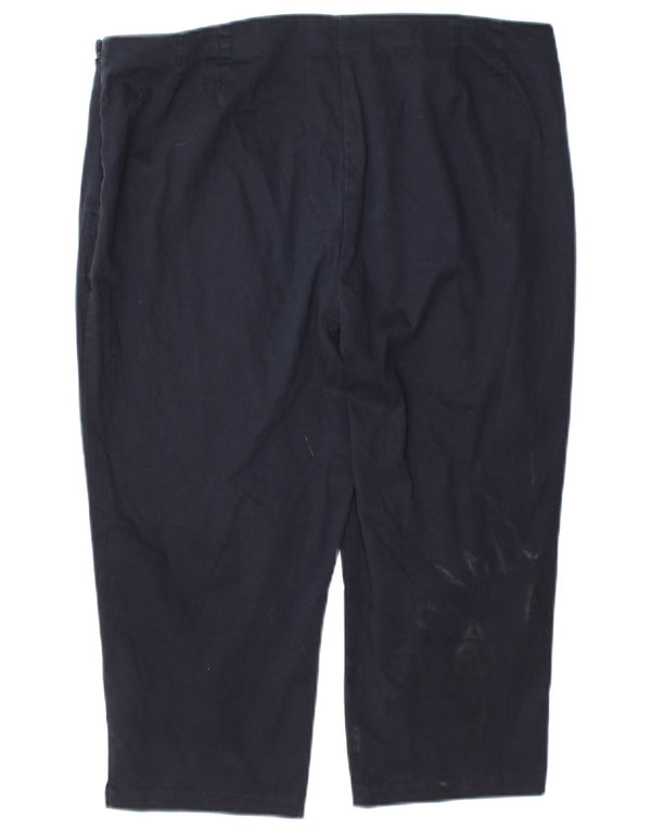 Marks & Spencer Womens Capri Trousers UK 16 Large W34 L19 Navy Blue Cotton