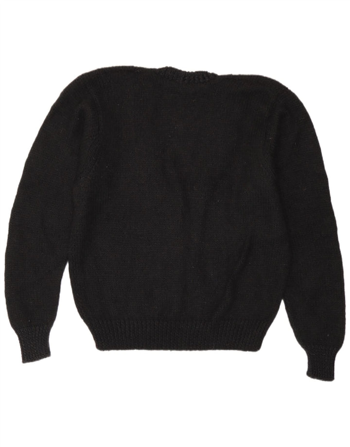 Vintage Womens V-Neck Jumper Sweater UK 16 Large Black