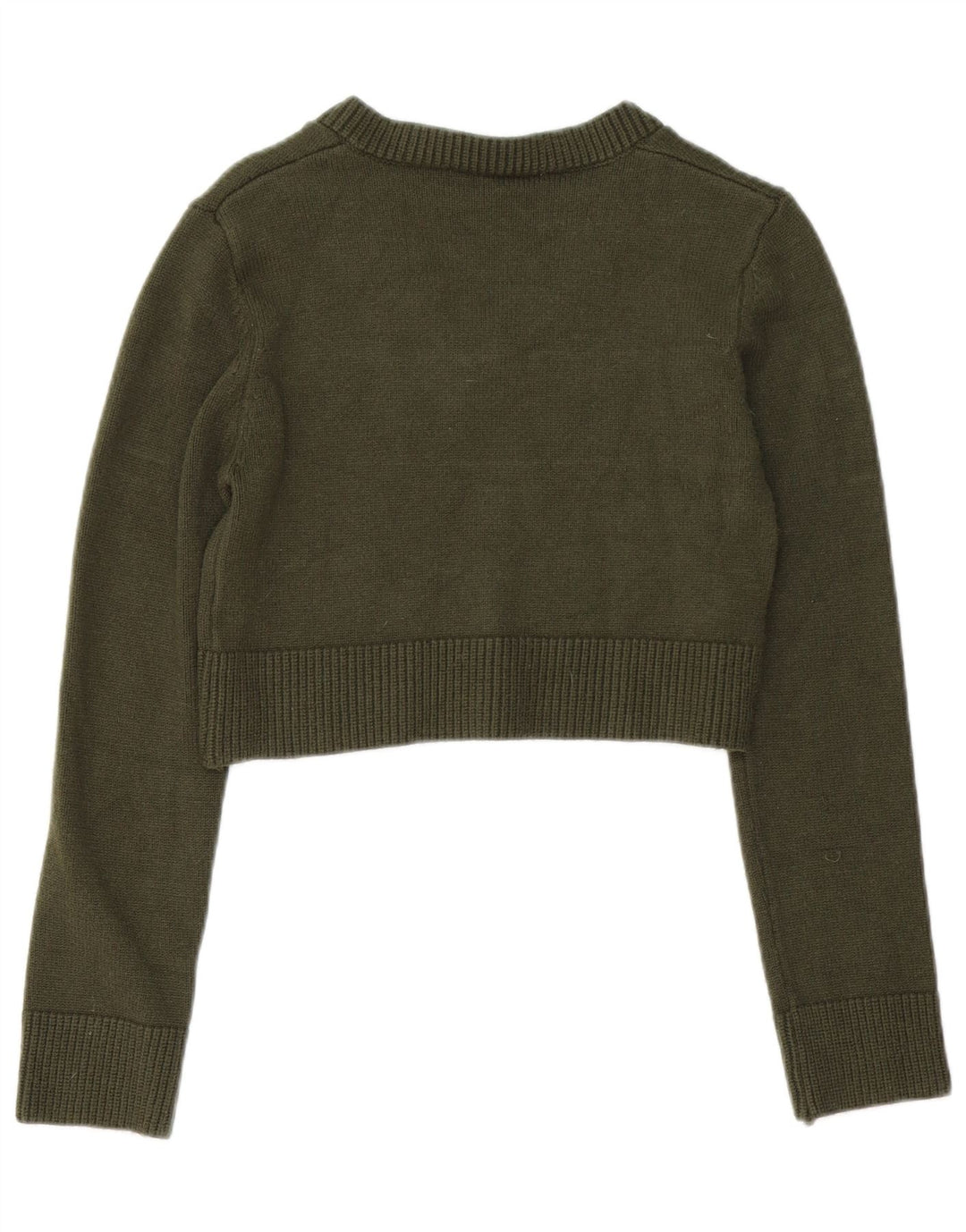 Zara Womens Crop Jumper Sweater UK 12 Medium Green Viscose