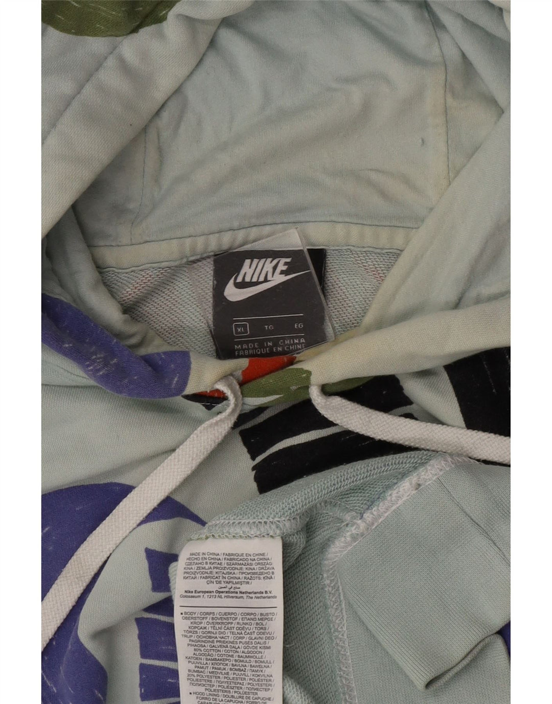 Nike Mens Graphic Hoodie Jumper XL Blue Cotton