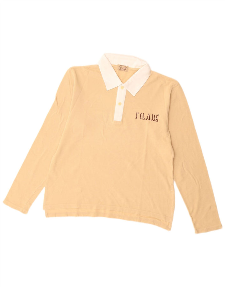 ALVIERO MARTINI Mens Graphic Long Sleeve Rugby Polo Shirt Medium Beige