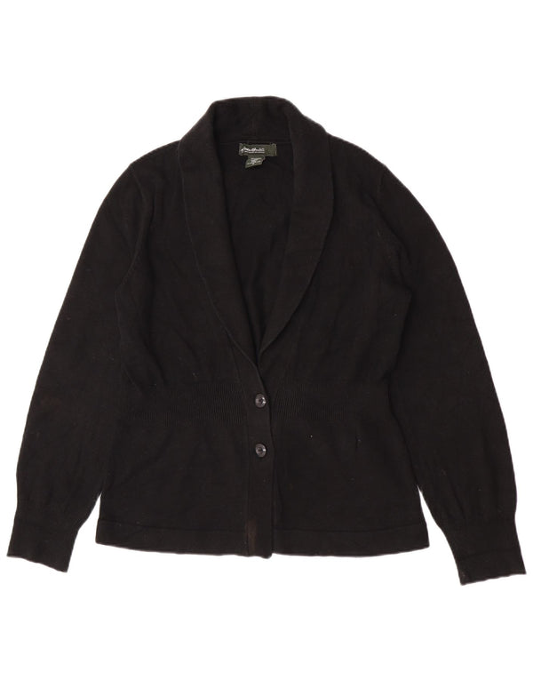 Eddie Bauer Womens Cardigan Sweater UK 14 Medium Black Cotton