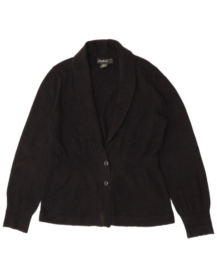 Eddie Bauer Womens Cardigan Sweater UK 14 Medium Black Cotton