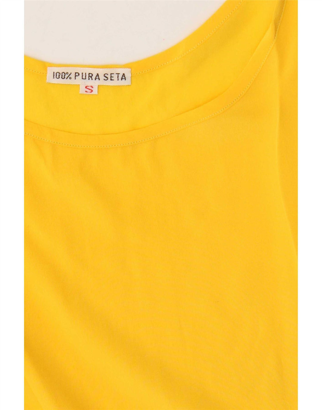 Vintage Womens Sleeveless Blouse Top UK 10 Small Yellow Silk