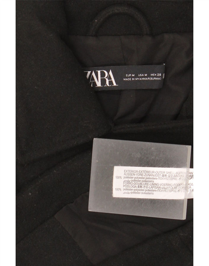 Zara Womens Crop Bomber Jacket UK 38 Medium Black Polyester