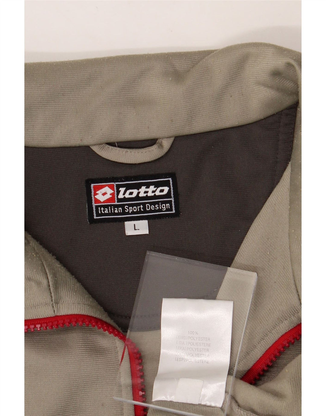 LOTTO Mens Tracksuit Top Jacket Large Beige Polyester Vintage Lotto and Second-Hand Lotto from Messina Hembry 