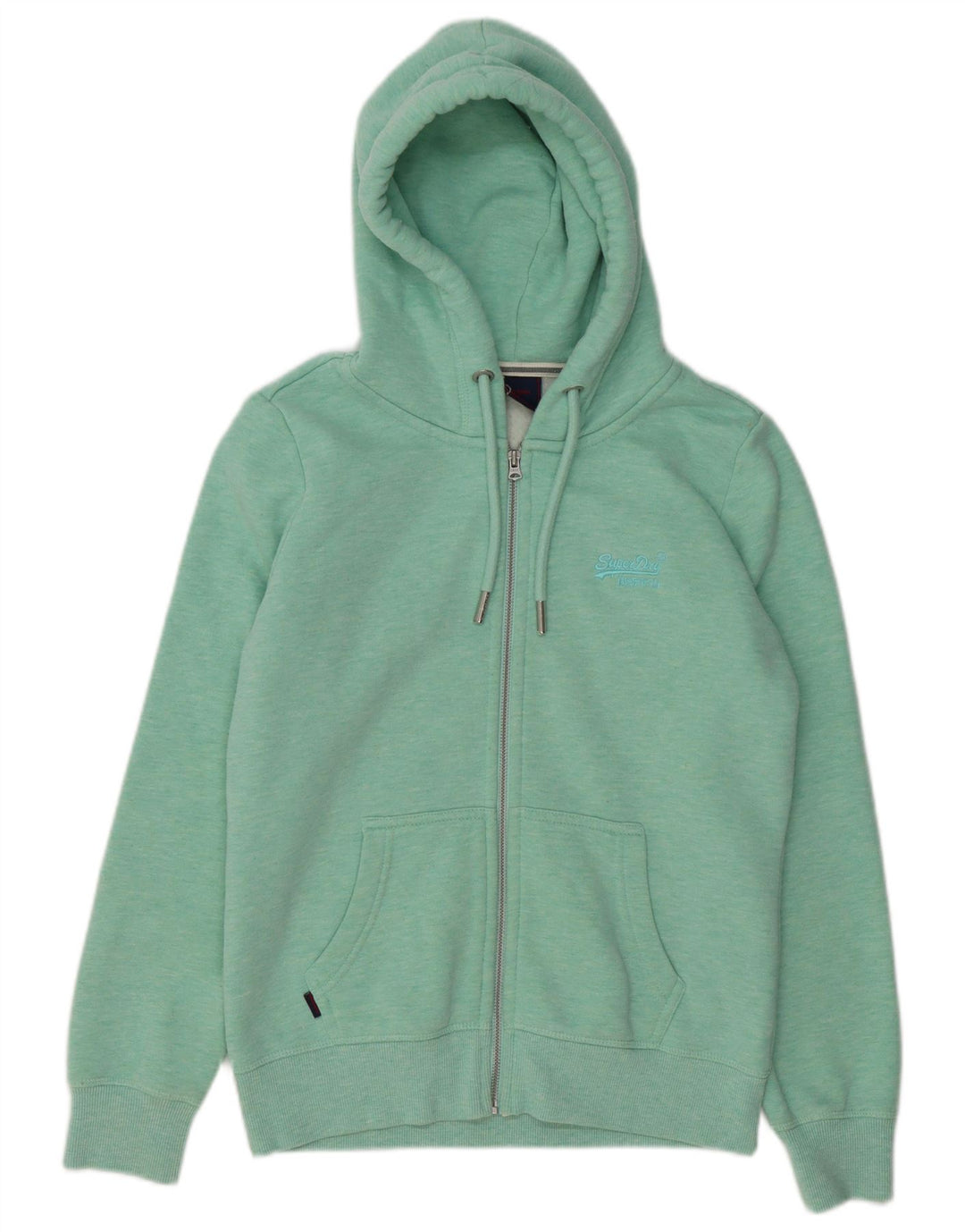 SUPERDRY Womens Zip Hoodie Sweater UK 12 Medium  Green Cotton