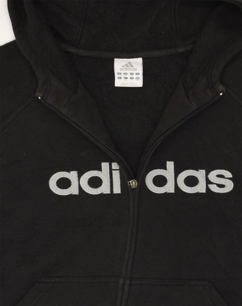 ADIDAS Mens Graphic Zip Hoodie Sweater UK 40/42 Medium Black Cotton | Vintage Adidas | Thrift | Second-Hand Adidas | Used Clothing | Messina Hembry 