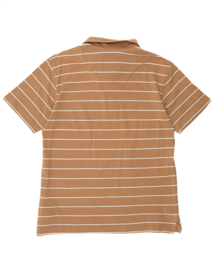 Diadora Mens Polo Shirt Medium Beige Striped Cotton