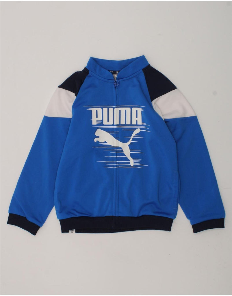 PUMA Boys Graphic Tracksuit Top Jacket 3-4 Years Blue Colourblock | Vintage Puma | Thrift | Second-Hand Puma | Used Clothing | Messina Hembry 