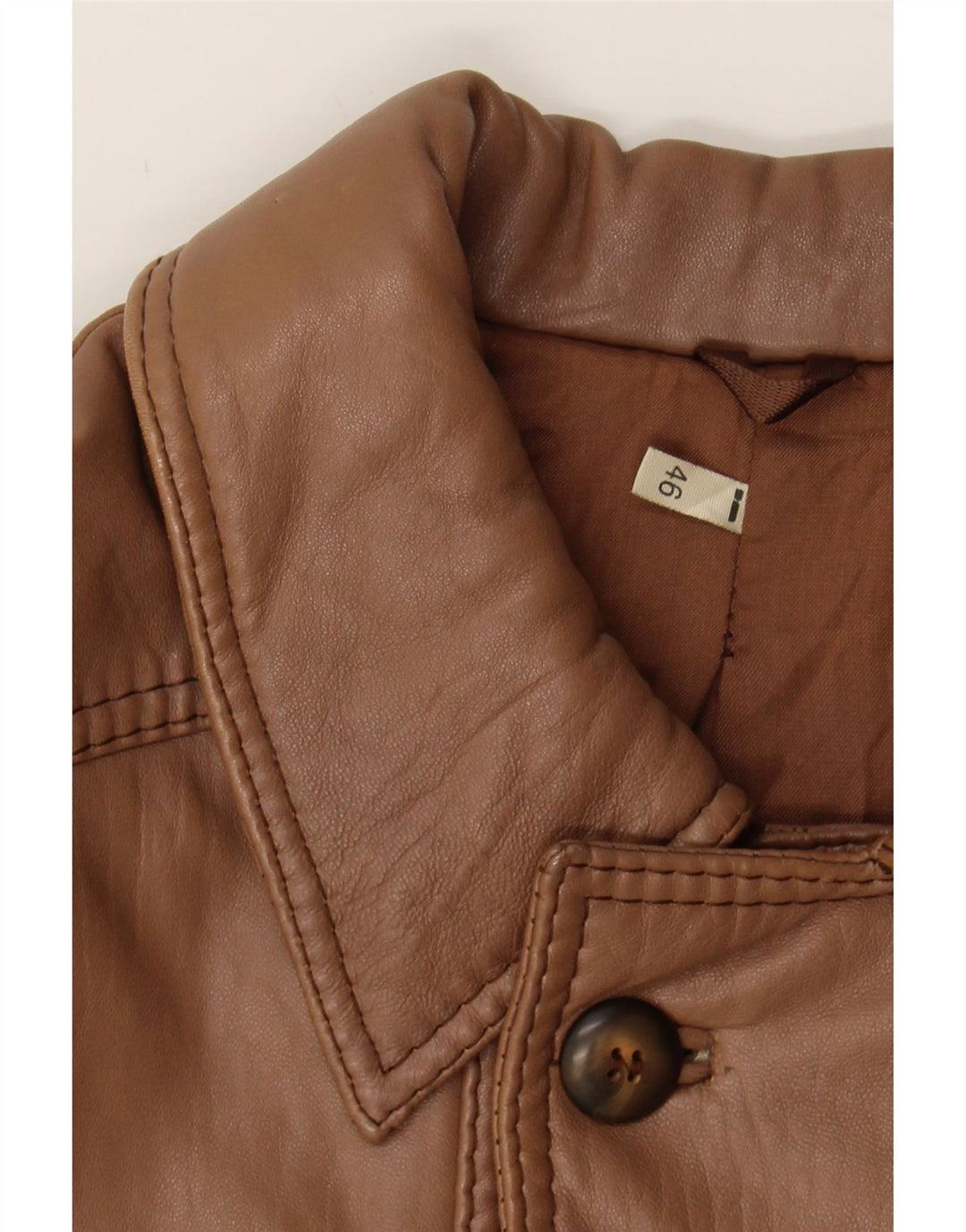 VINTAGE Mens Leather Coat IT 46 Small Brown Leather Vintage Vintage and Second-Hand Vintage from Messina Hembry 