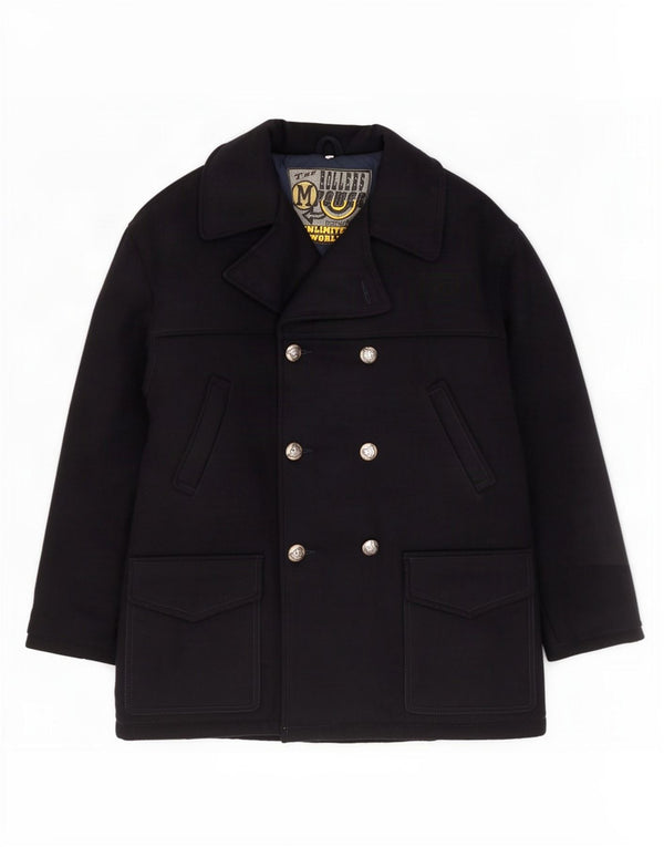 Vintage Mens Pea Coat UK 38 Medium Navy Blue Polychlorid