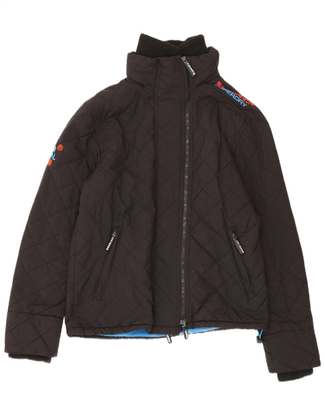 SUPERDRY Womens Windbreaker Jacket UK 14 Medium Black Polyester