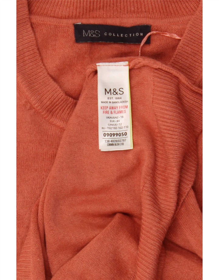 Marks & Spencer Womens Boat Neck Jumper Sweater UK 16 Large Orange