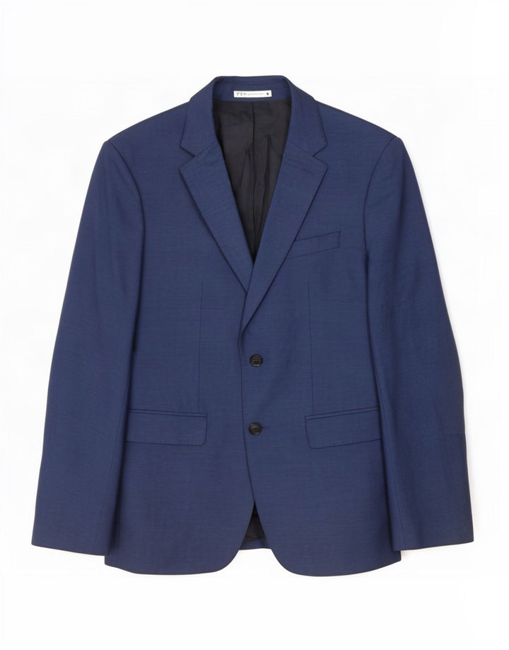 Zara Mens 2 Button Blazer Jacket EU 52 Large Blue