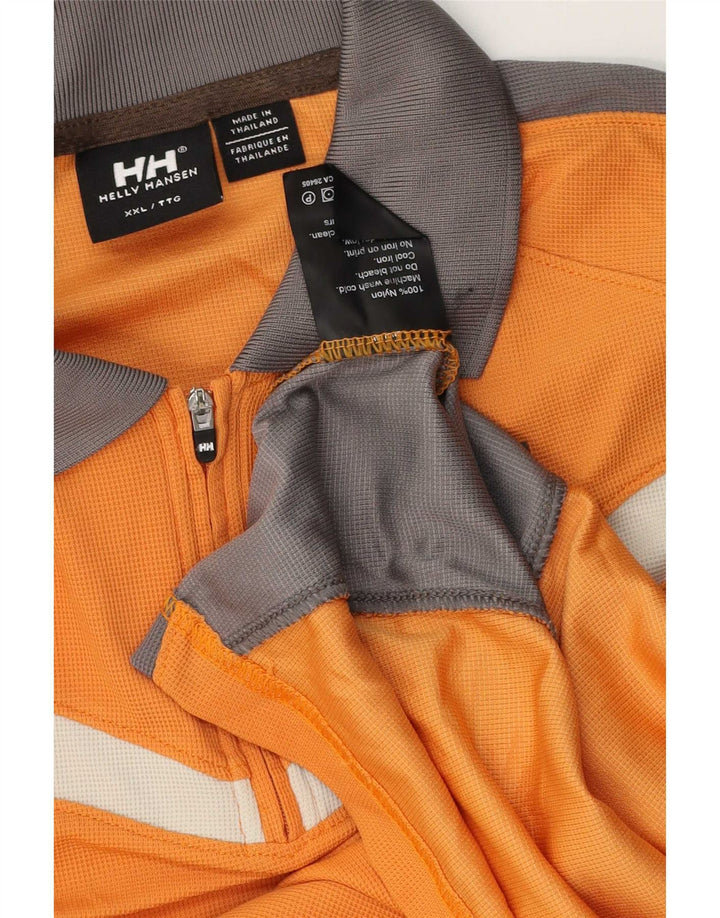 Helly Hansen Mens Polo Shirt 2XL Orange Colourblock Nylon